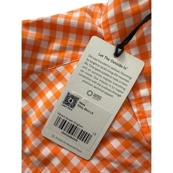 NEW Stio Eddy Vibrant Sunset Gingham Pearl Snap Short Sleeve Shirt NWT - Picture 4 of 8